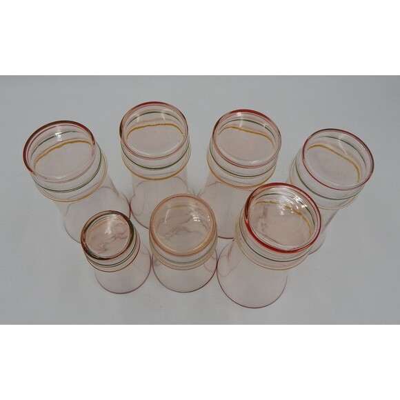 US Glass Co Painted Pin-Striped Glassware Set 6 Depression Glass Tumbler Juice - Picture 11 of 12